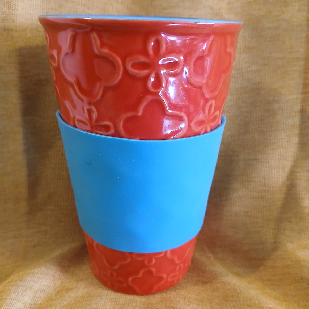 SCM Designs Red Blue Ceramic Travel Cup No Lid (030225E)